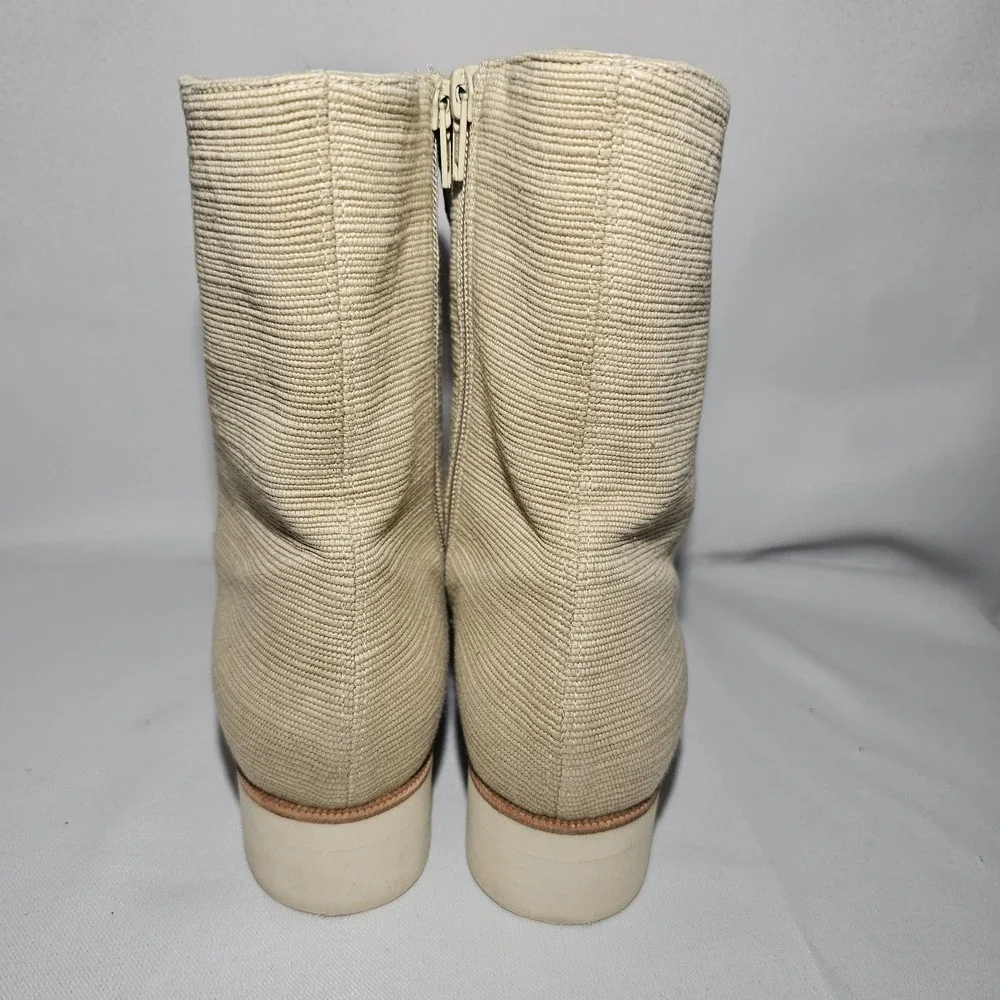 FARRUTX Men's beige textile‎ lace-up calf boot side zip leather lined size 39**